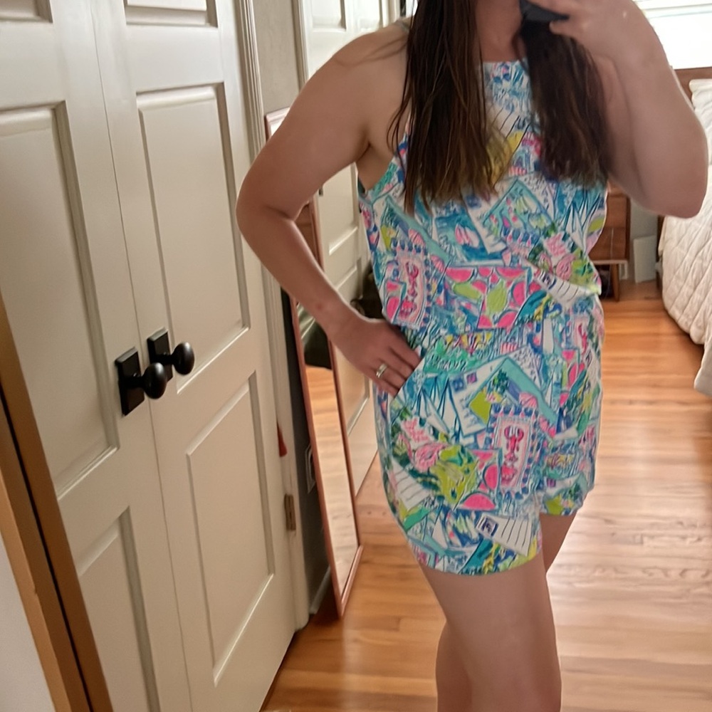 Lilly Pulitzer Dayley Romper Pop Up Wish You Were Here Postcard Print - Large